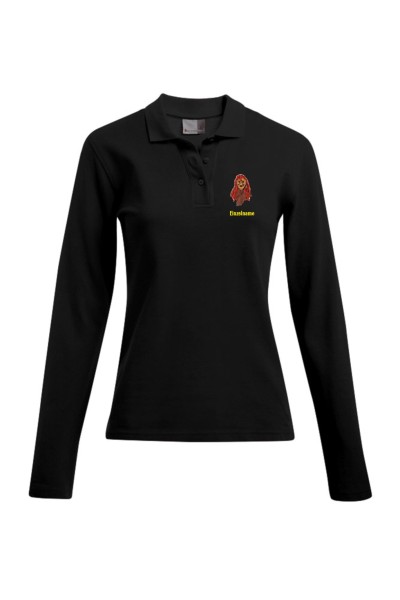 Damen Polo-Shirt Longsleeve / schwarz